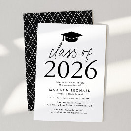 Invitación Clase moderna del Partido de Graduación Negra 2025