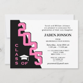 Invitación Clase moderna del Partido de Graduación Negra Rosa