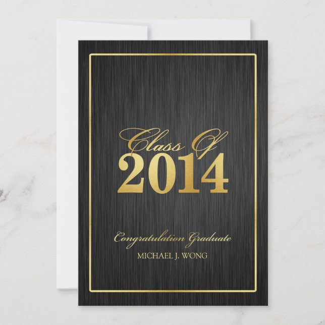 Invitación Clase moderna elegante del oro de la graduación (Anverso)