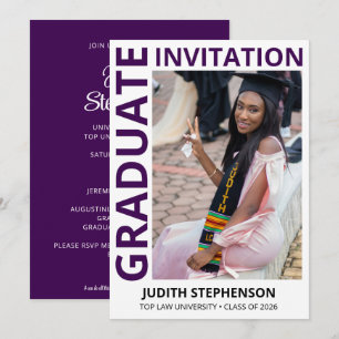 Invitación Clase moderna PURPURA de 2026 Fiesta de Graduación