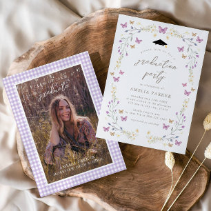 Invitación Clase Morada de Mariposa de 2025 Graduación de Fot