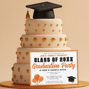 Invitación Clase Naranja de 2025 Partido de Graduación Modern