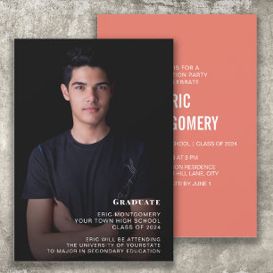 Invitación Clase naranja de la foto del partido de graduación
