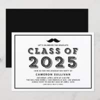 Clase negra de graduación retro de bigote 2025