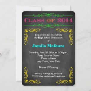 Invitación Clase Neon Chalkboard de Graduación FOTOGRÁFICA 20