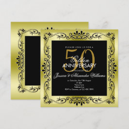 Invitación Clase Oro Decorativo Marco 50 Aniversario de Boda