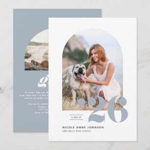 Invitación Clase Polvoriento Azul 2025 Foto de Graduación Arc
