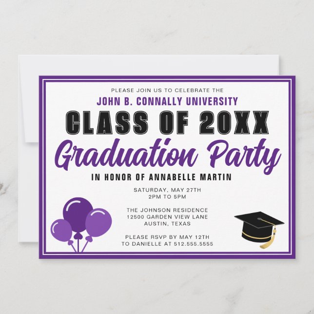 Invitación Clase púrpura cúpula de 2025 Partido de Graduación (Anverso)