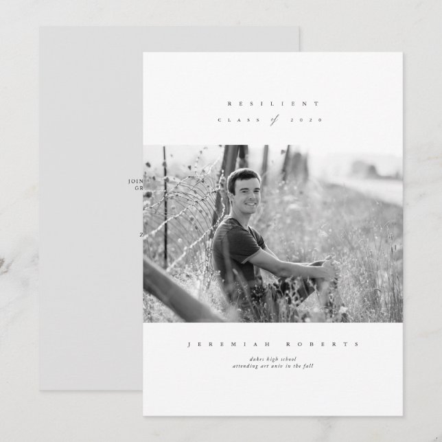 Invitación Clase resiliente de Graduación Serif 2020 (Anverso / Reverso)