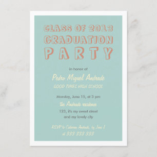 Invitación Clase retra de la fiesta de graduación de naranja