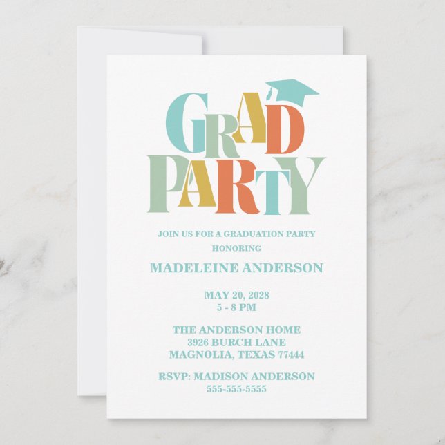 Invitación Clase Retro de Felicitaciones Graduación Foto (Anverso)