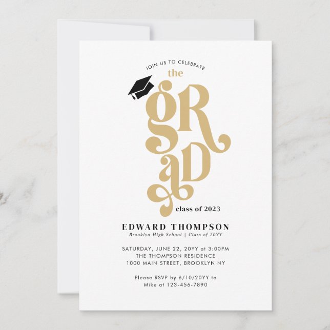 Invitación Clase Retro del Partido de Graduación de Graduados (Anverso)