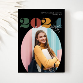 Invitación Clase Retro Oval moderna de 2024 Graduación fotogr