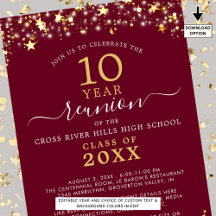 Clase Reunión Borgoña Oro Estrellas Luces de Año