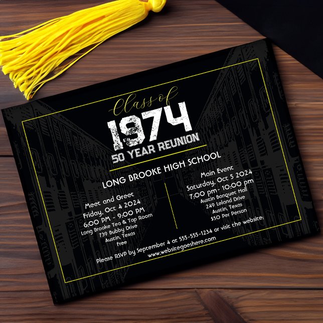 Invitación Clase Reunión Elegante Negro - Reunión de 50 años (Subido por el creador)
