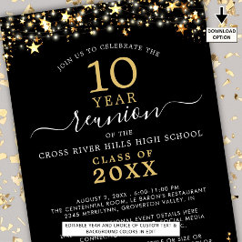 Invitación Clase Reunión Estrellas de Oro Negro de Reunión Cu