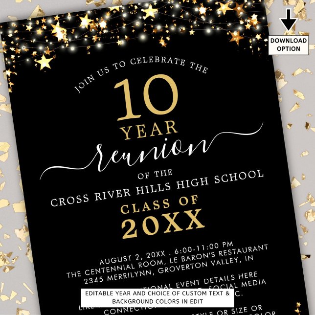 Invitación Clase Reunión Estrellas de Oro Negro de Reunión Cu (Subido por el creador)