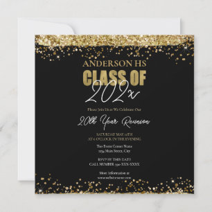 Invitación Clase Reunión Purpurina Negro y Oro