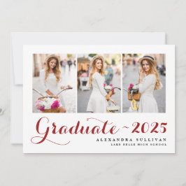 Invitación Clase Roja de Graduación de Collage de fotos de 20