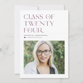 Invitación Clase rosa de 2024 Graduación Minimalista moderna