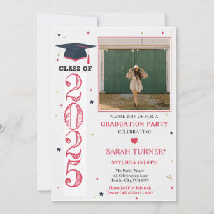 Invitación Clase rosa moderna de graduación 2025