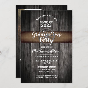 Invitación Clase Rustic Wagon Wheel de la fiesta de graduació