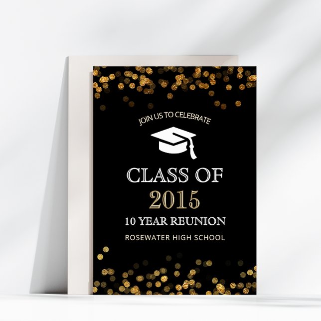 Invitación Clase secundaria Reunion Black Gold (Subido por el creador)