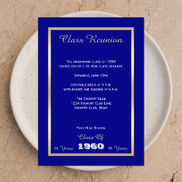 Invitación Clase secundaria Reunión Clásica Oro Azul Acento