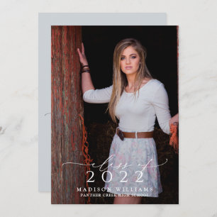 Invitación Clase simple de 2022 Blue 2 Photo Graduation Party