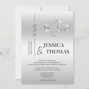 Invitación Clase sofisticada, Boda de anillos Boda plateado