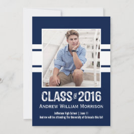 Invitación Clase Sport Stripe de 2016 Foto Graduation Party