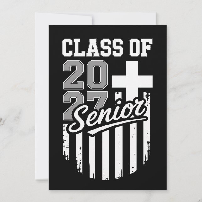 Invitación Clase Superior De 2027 Graduado Bandera Americana  (Anverso)