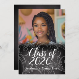 Invitación Clase Swirl Chalkboard de 2021 Graduación fotográf