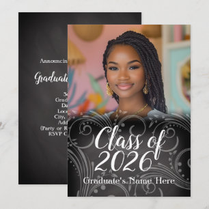 Invitación Clase Swirl Chalkboard de 2021 Graduación fotográf