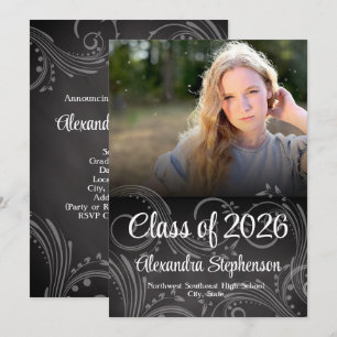 Invitación Clase Swirl Chalkboard de 2025 Graduación fotográf