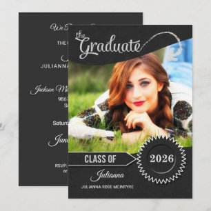 Invitación Clase temática Chalkboard de graduación 2025