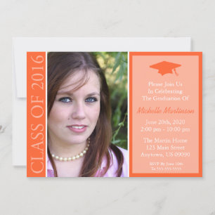 Invitación Clase Tradicional De Graduación 2016 (Naranja)