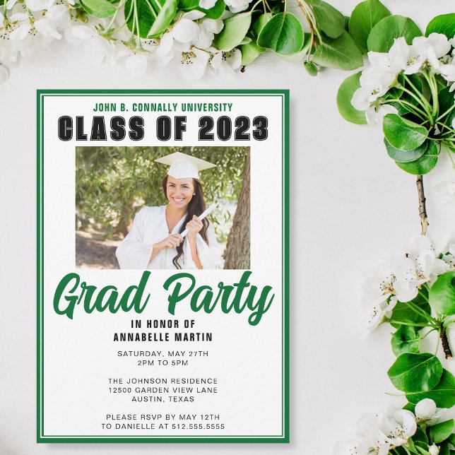 Invitación Clase Verde de 2025 Foto Partido de Graduación Mod (Subido por el creador)
