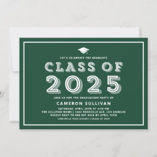 Invitación Clase Verde de Graduación de Cap Retro de 2025