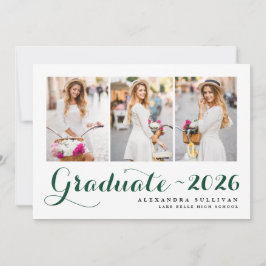 Invitación Clase Verde de Graduación de Collage de fotos de 2