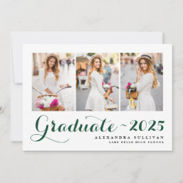 Invitación Clase Verde de Graduación de Collage de fotos de 2