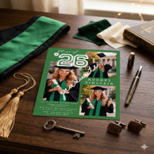 Clase Verde Moderna de 2026 Graduación de 3 Fotos 