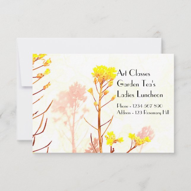 Invitación Clases de Arte Almuerzo de Damas Tés de Jardín (Anverso)