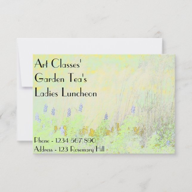 Invitación Clases de Arte Damas Luncheon Garden Tea's (Anverso)