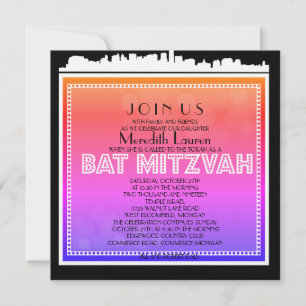 Invitación CLASIC BROADWAY Bat Mitzvah Invitación-arco iris