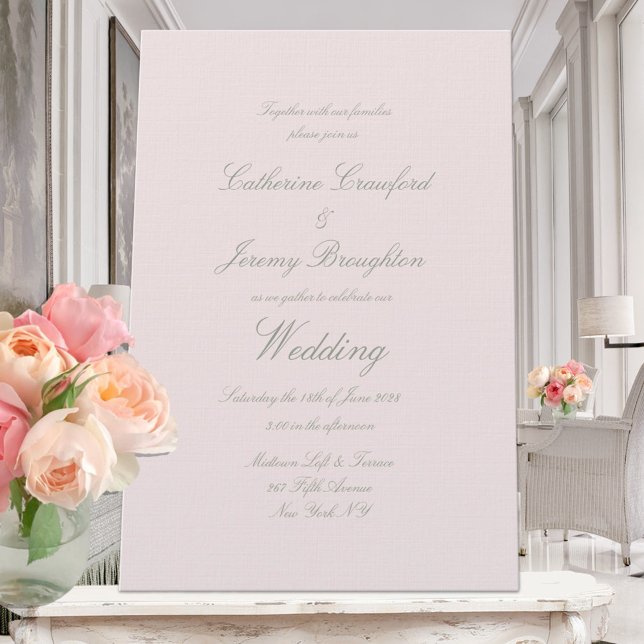 Invitación clásica a Boda de guiones rosa de Rubor (Subido por el creador)