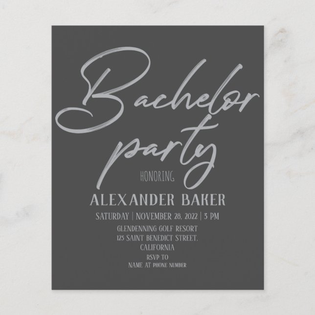 Invitación clásica a la Bachelor Party. Flyer (Frente)