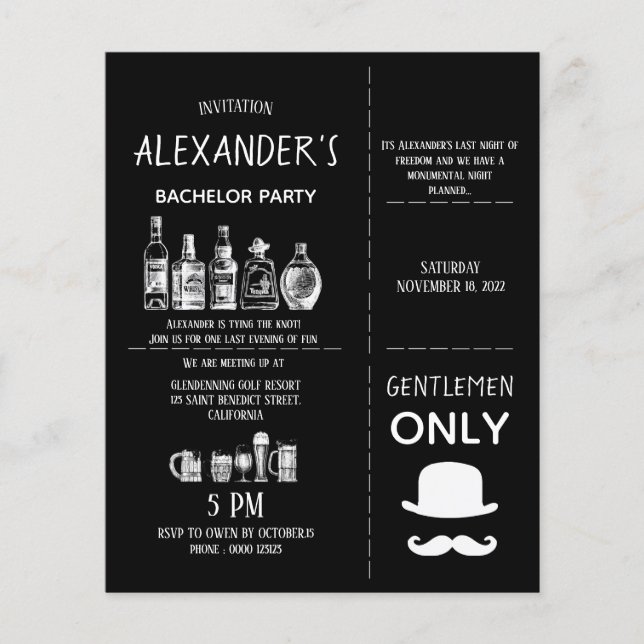 Invitación clásica a la Bachelor Party. Flyer (Frente)