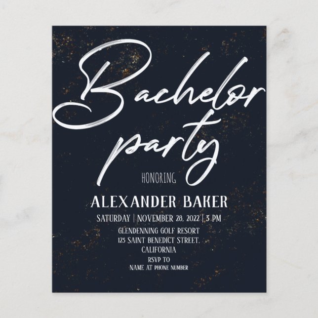 Invitación clásica a la Bachelor Party. Flyer (Frente)