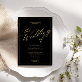 Invitación clásica a la boda blanca y negra